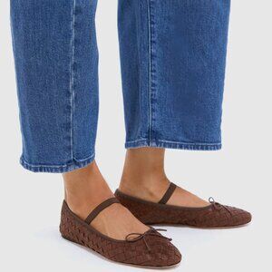 Loeffler Randall Leonie Espresso  Woven Ballet Flats Sz 7.5